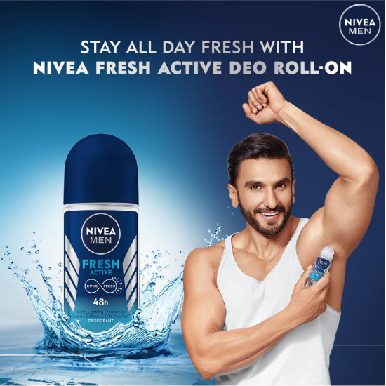 NIVEA MEN Fresh Active Deo Roll On - 48H Freshness with Ocean Extracts