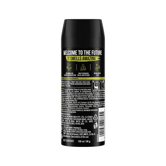 AXE Pulse Long Lasting Deodorant Bodyspray For Men 150 Ml - Energizing Citrus Fragrance