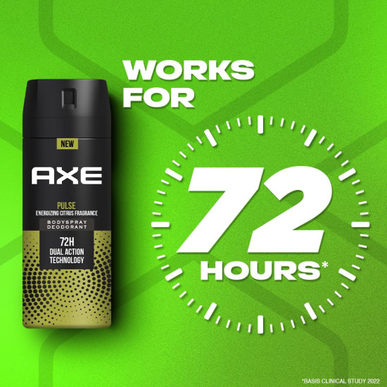 AXE Pulse Long Lasting Deodorant Bodyspray For Men 150 Ml - Energizing Citrus Fragrance