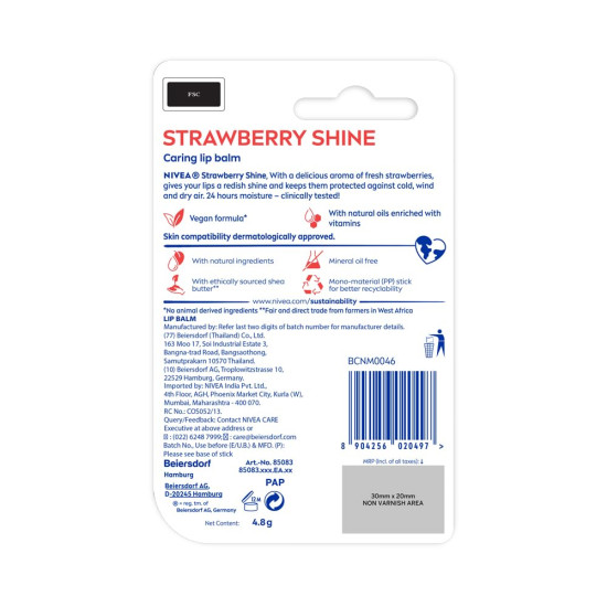 NIVEA Strawberry Shine Lip Balm - 24H Moisture & Glossy Finish