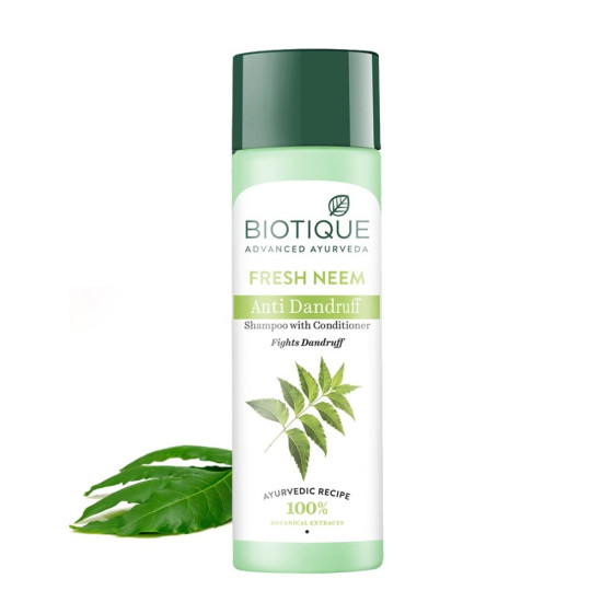 Biotique Fresh Neem Anti Dandruff Shampoo and Conditioner - Controls Dandruff and Eliminates Dryness