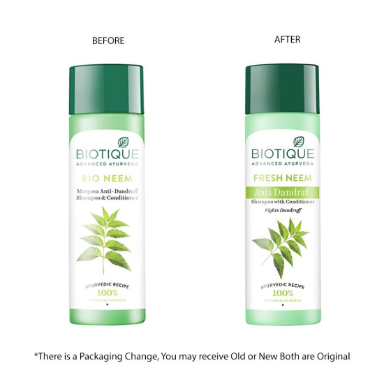 Biotique Fresh Neem Anti Dandruff Shampoo and Conditioner - Controls Dandruff and Eliminates Dryness