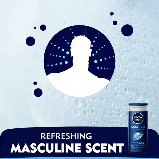 NIVEA MEN Cool Kick 250ml Body Wash - Refreshing Icy Menthol