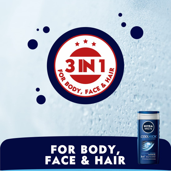 NIVEA MEN Cool Kick 250ml Body Wash - Refreshing Icy Menthol