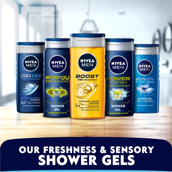 NIVEA MEN Cool Kick 250ml Body Wash - Refreshing Icy Menthol