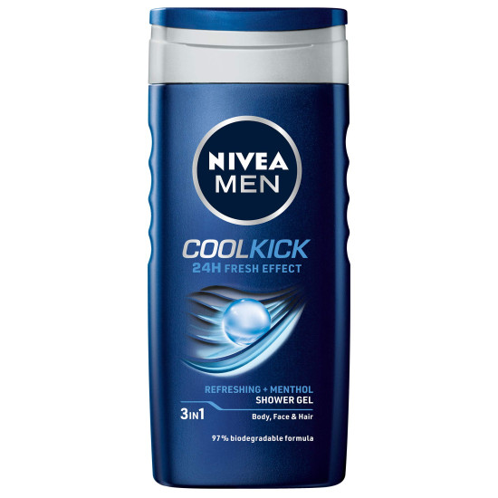 NIVEA MEN Cool Kick 250ml Body Wash - Refreshing Icy Menthol