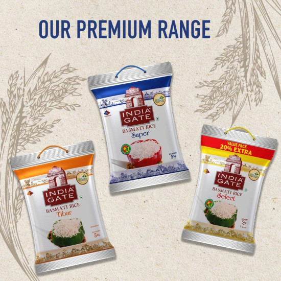 India Gate Basmati Rice Bag, Super, 5kg - Premium Quality