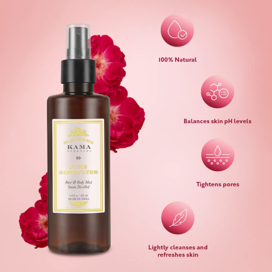 Kama Ayurveda Pure Rose Water Face and Body Mist - Natural Astringent & pH Balancer