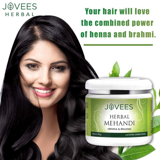 Jovees Herbal Mehandi for Natural Color - 100% Herbal with Henna & Brahmi