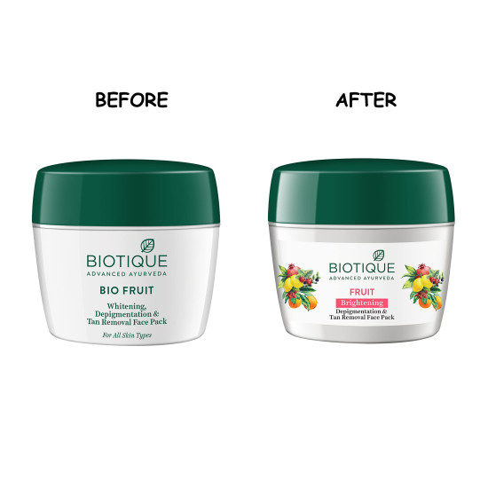 Biotique Fruit Brightening Face Pack - Tan Removal & Depigmentation Biotique Fruit Brightening Face Pack - Tan Removal & Depigmentation