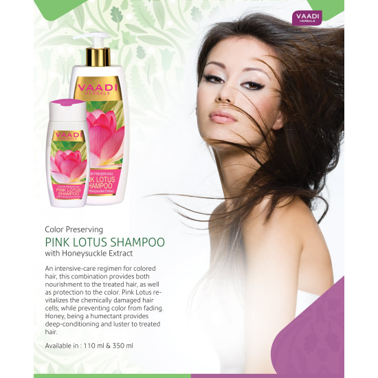 Vaadi Herbals Color Preserving Pink Lotus Shampoo - Enhances Shine & Softness