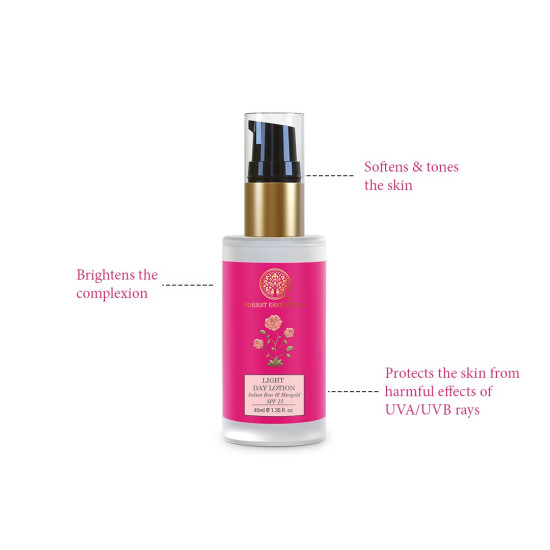 Forest Essentials Light Day Lotion Indian Rose & Marigold - Hydrating Moisturiser with SPF 25