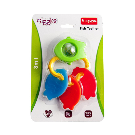 Funskool Giggles Fish Teether - Soothing Baby Teether with Rattle Sounds