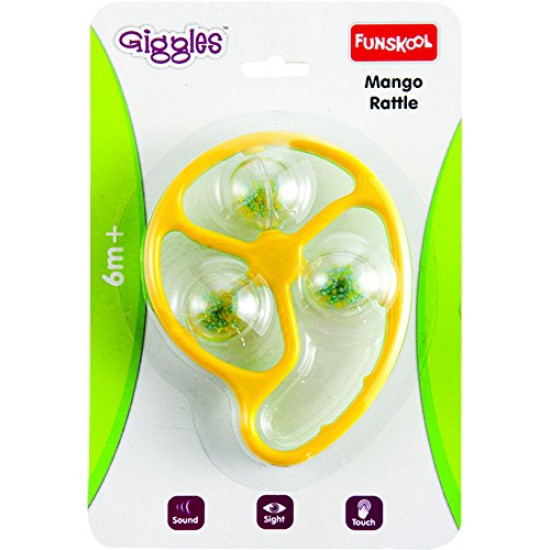 Funskool Giggles Mango Rattle - Colorful Baby Toy for 6 Months & Above