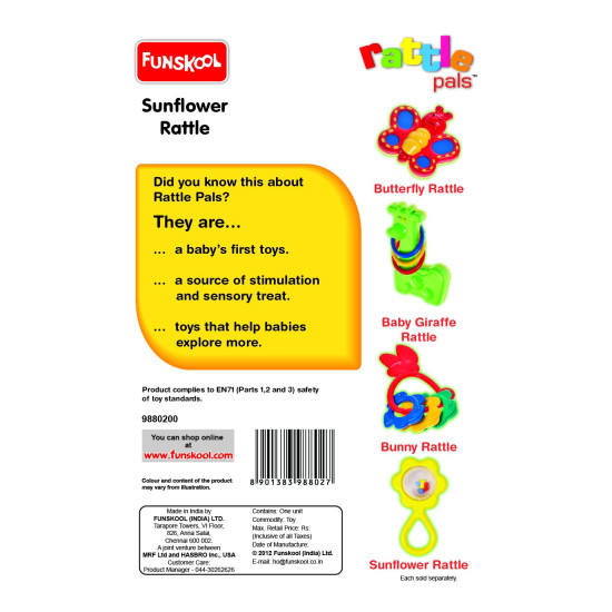Giggles Sunflower Rattle - Colorful Infant Toy for Sensory Stimulation