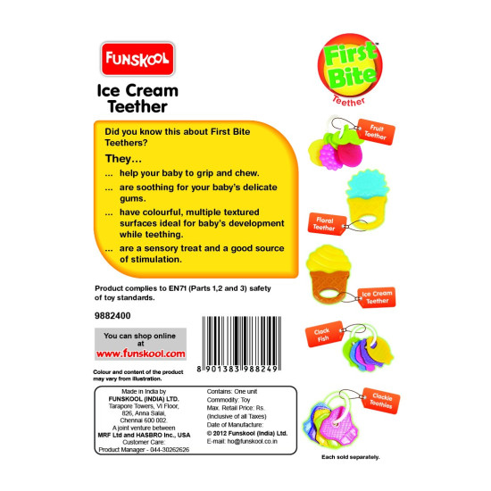 Giggles Funskool Icecream Teether - Soothes Baby Gums