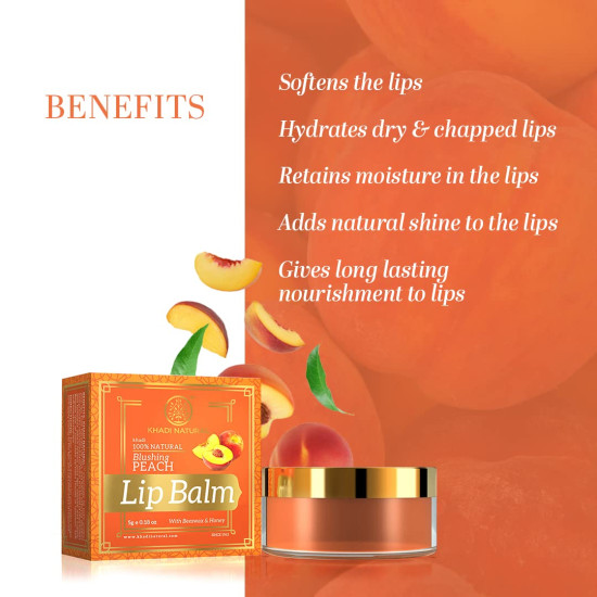 Khadi Natural Peach Lip Balm - Soft & Hydrated Lips