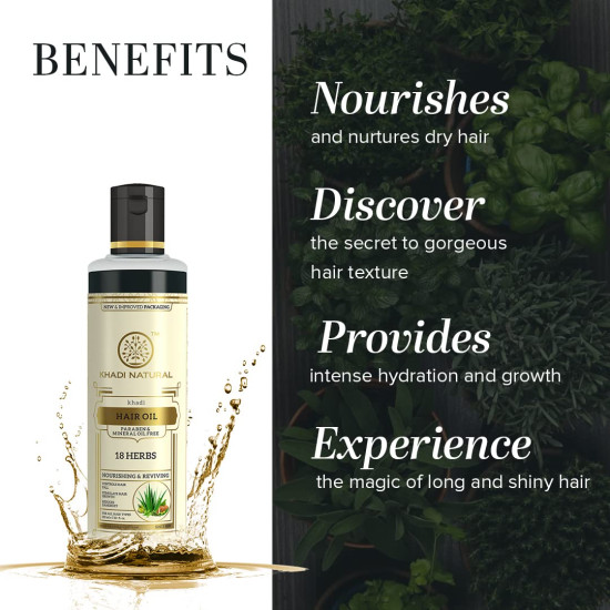 KHADI NATURAL Ayurvedic 18 Herbs Hair Oil - Repairs Dry Scalp