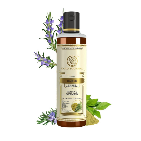 Khadi Natural Rosemary & Henna Hair Oil - For Thick & Voluminous Hair Khadi Natural Rosemary & Henna Hair Oil - For Thick & Voluminous Hair