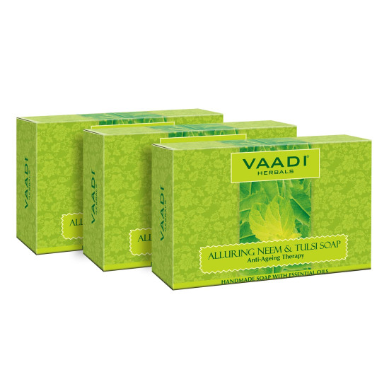 Vaadi Herbals Neem Tulsi Soap - Enriched with Vitamin E & Tea Tree Oil