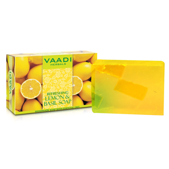 Vaadi Herbals Refreshing Lemon and Basil Soap - Skin Brightening