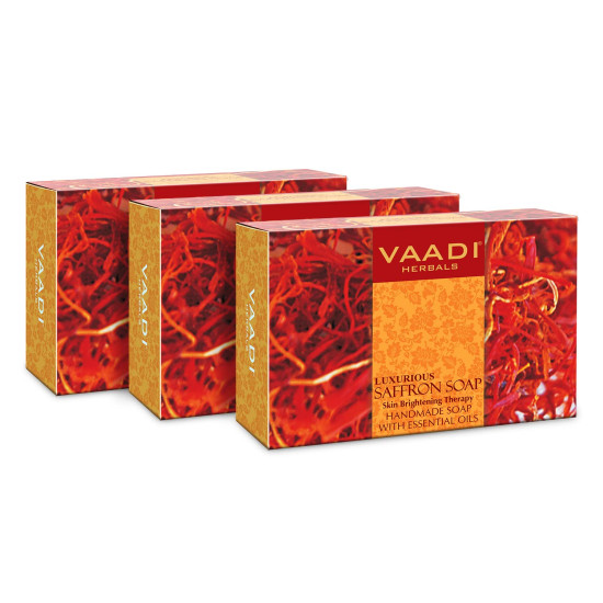 Vaadi Herbals Luxurious Saffron Skin Whitening Soap - 75g Pack of 3