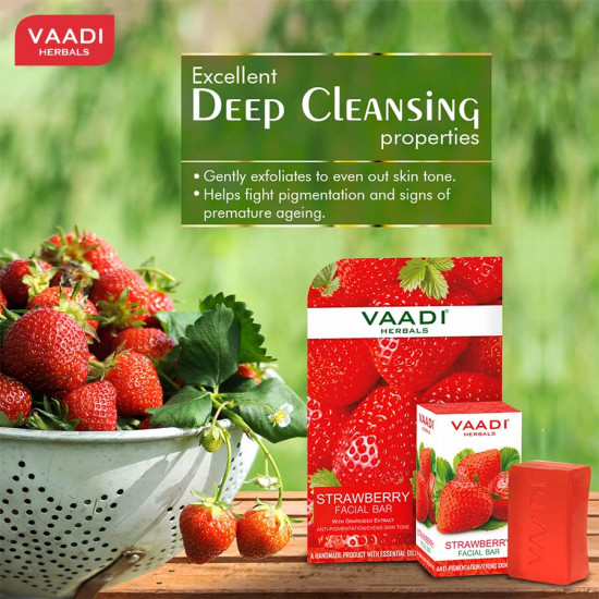 Vaadi Herbals Value Strawberry Facial Bars - Enriched with Grape Seed Extract