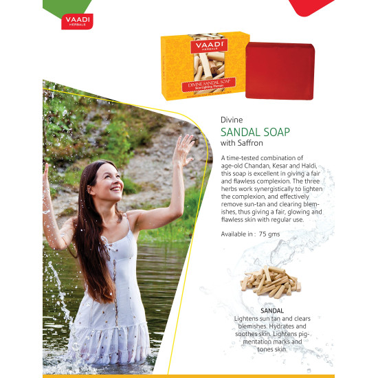 Vaadi Herbals Divine Sandal Soap with Saffron and Turmeric - Natural Glow