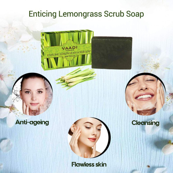 Vaadi Herbals Lemongrass Scrub Soap - Unclog & Tone Skin