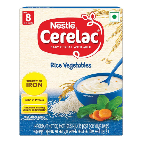 Nestle Cerelac Baby Cereal with Milk, Rice Vegetables - Source of Iron & Protein