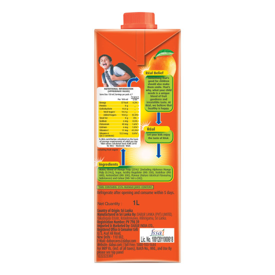 Real Mango Fruit Juice - 1L | Rich in Vitamin C & Natural Goodness