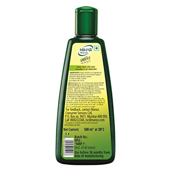 Nihar Shanti Amla Badam Hair Oil, 500 ml - Nourish and Strengthen Hair