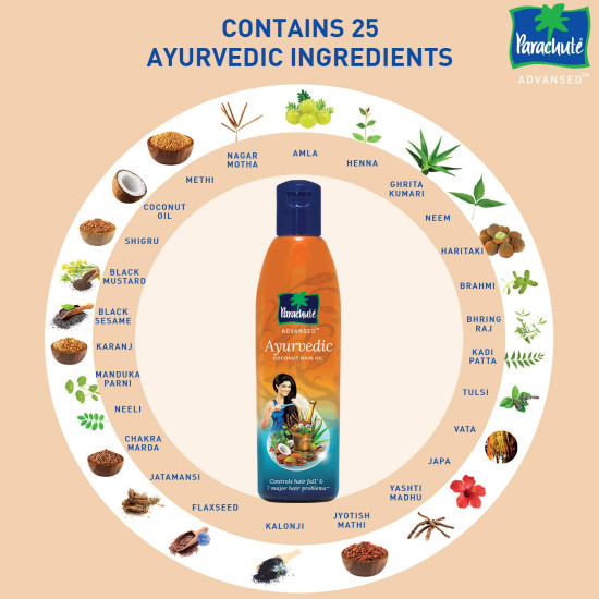 Parachute Advansed Ayurvedic Coconut Hair Oil - Reduces Dandruff & Hair Fall