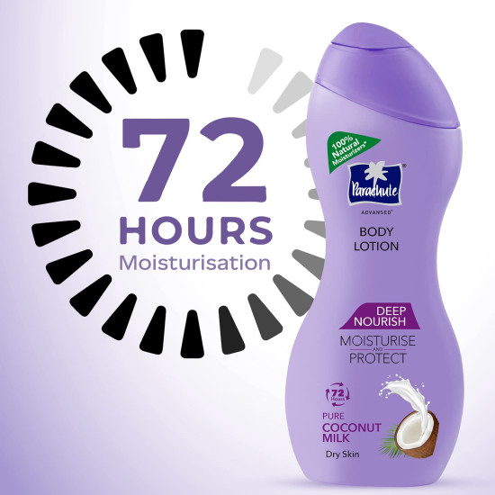 Parachute Advansed Deep Nourish Body Lotion - Pure Coconut Milk, 72h Moisturisation