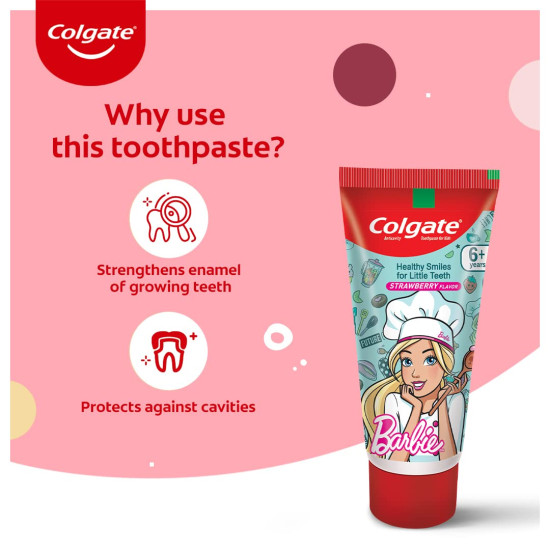 Colgate Kid's Barbie Toothpaste - Strawberry Flavour - Anticavity Protection