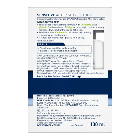 NIVEA MEN Shaving - Sensitive After Shave Lotion, 100ml