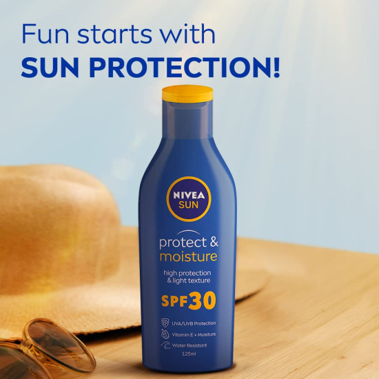 NIVEA SUN Protect and Moisture 125ml SPF 30 Sunscreen - Instant UVA - UVB Protection
