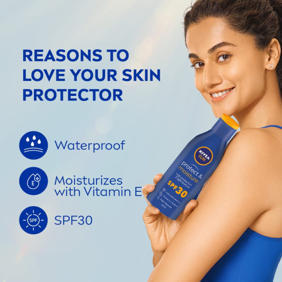 NIVEA SUN Protect and Moisture 125ml SPF 30 Sunscreen - Instant UVA - UVB Protection