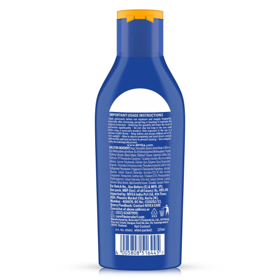 NIVEA SUN Protect and Moisture SPF 50 Sunscreen - Instant UVA-UVB Protection