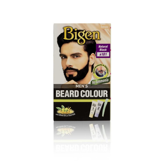 Bigen Men's Beard Colour Natural Black B101 - Easy Application & Natural Look