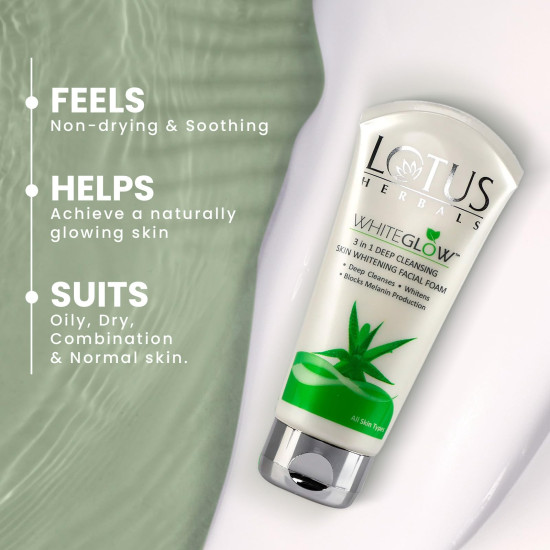 Lotus Herbals Whiteglow 3 In 1 Facial Foam - Deep Cleaning & Whitening