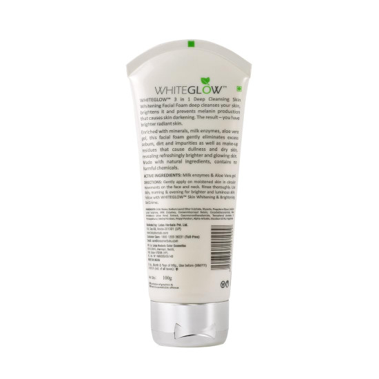 Lotus Herbals Whiteglow 3 In 1 Facial Foam - Deep Cleaning & Whitening