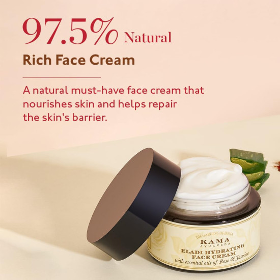 Kama Ayurveda Eladi Hydrating Ayurvedic Face Cream - Pure Essential Oils of Rose and Jasmine