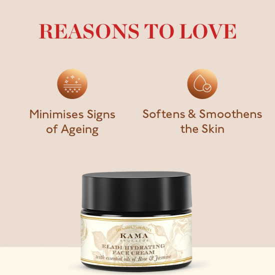Kama Ayurveda Eladi Hydrating Ayurvedic Face Cream - Pure Essential Oils of Rose and Jasmine
