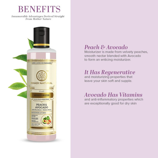 KHADI NATURAL Peach and Avocado Herbal Moisturizer - Deep Nourishment for Dry Skin