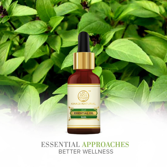 KHADI NATURAL Basil Oil, 15ml - Natural Stress Relief & Clarity