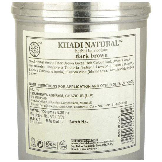 Khadi Natural Dark Brown Hair Colour - Herbal & Chemical-Free