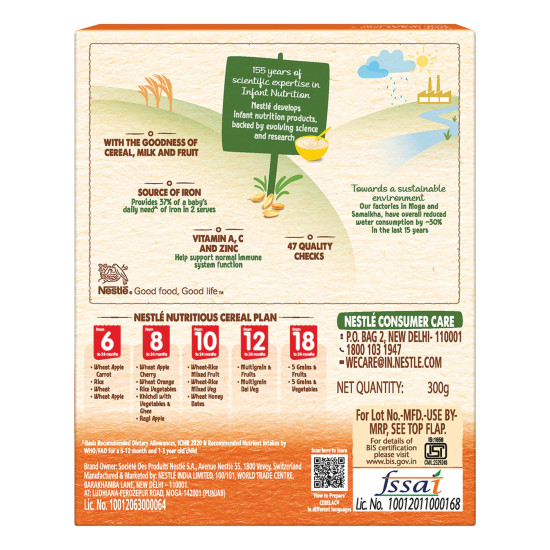 Nestle Cerelac Baby Cereal with Milk, Wheat Orange - Rich in Iron & Protein