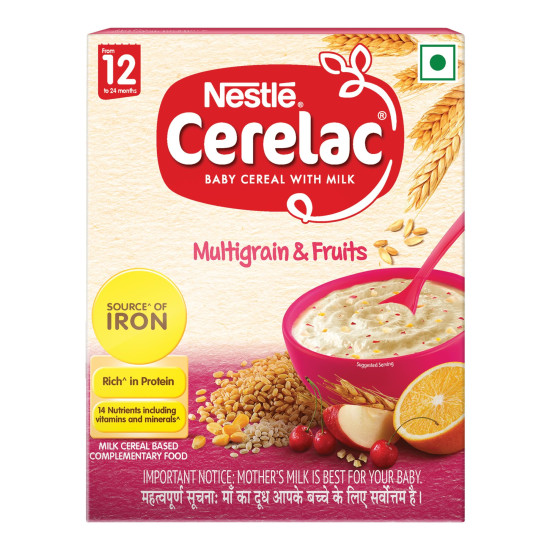 Nestle Cerelac Baby Cereal with Milk, Multigrain & Fruits - Source of Iron & Protein