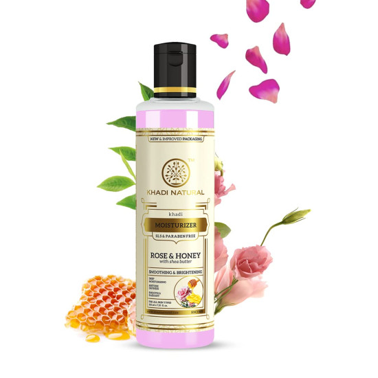 Khadi Natural Moisturising Lotion, Rose and Honey - Smooth and Radiant Skin
